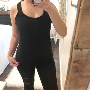 Who What Wear xsmall linen black tank top